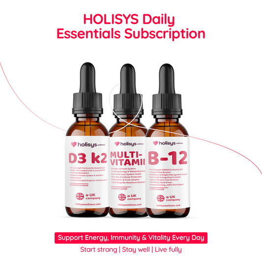 Holisys Daily Essentials Subscription  Multivitamin + Vitamin D3 K2 + B12 Drops
