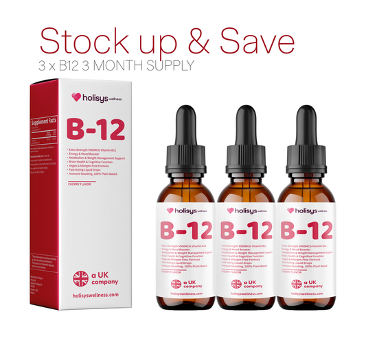 Holisys Vitamin B12 – Liquid Supplement Drops (3 Bottle Bundle)
