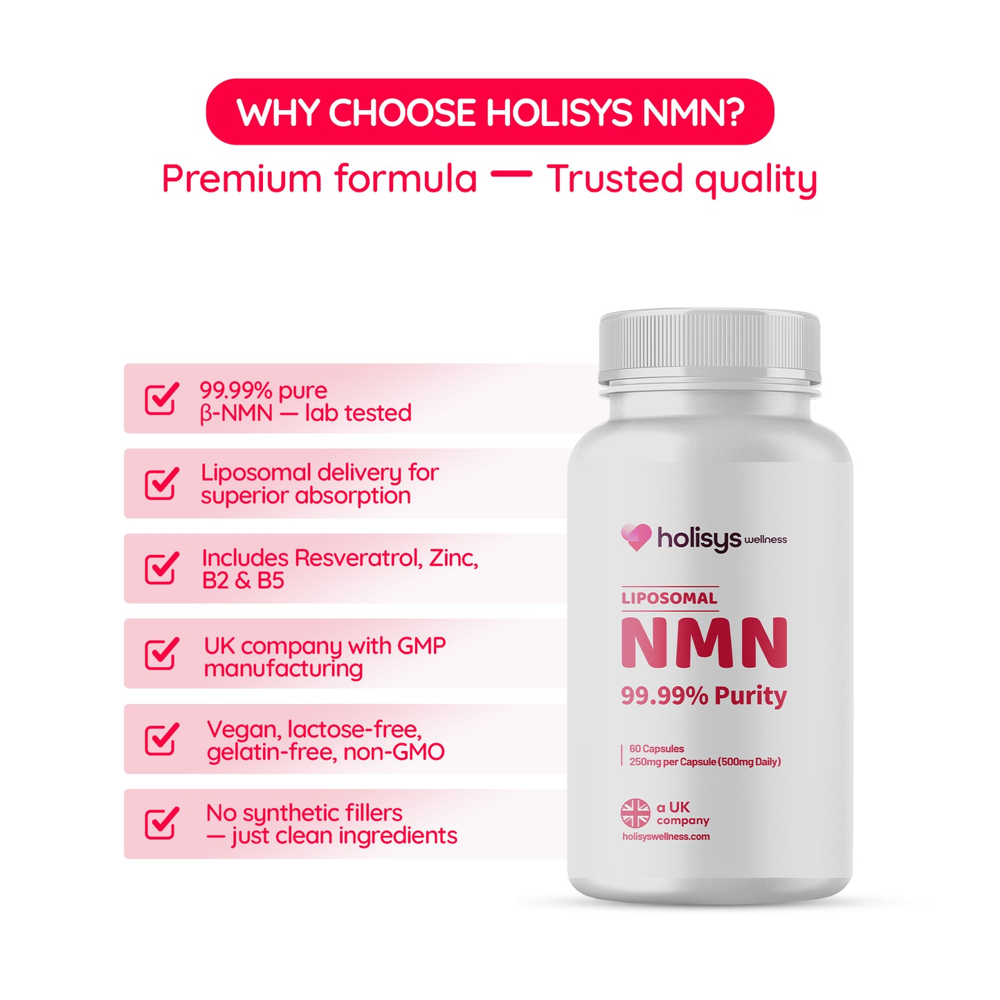 NEW Holisys NMN – Nicotinamide Mononucleotide Tablets